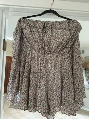 Floral Off-Shoulder Peasant Romper - Pink Floral